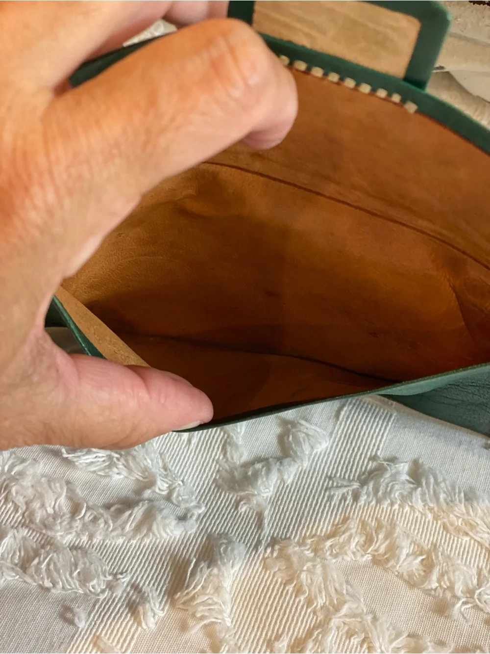 Vintage embossed Green Embossed Leather Wallet